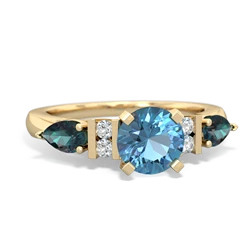 Blue Topaz 6Mm Round Eternal Embrace Engagement 14K Yellow Gold ring R2005