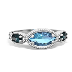 Blue Topaz Milgrain Marquise 14K White Gold ring R5700