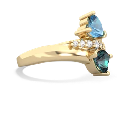 Blue Topaz Heart To Heart 14K Yellow Gold ring R2064