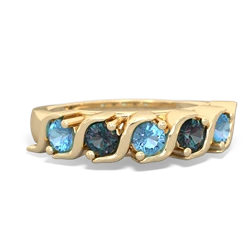 Blue Topaz Anniversary Band 14K Yellow Gold ring R2089