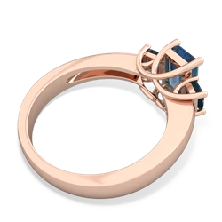 Blue Topaz Three Stone Emerald-Cut Trellis 14K Rose Gold ring R4021