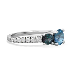 Blue Topaz Pave Trellis 14K White Gold ring R5500