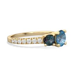 Blue Topaz Pave Trellis 14K Yellow Gold ring R5500