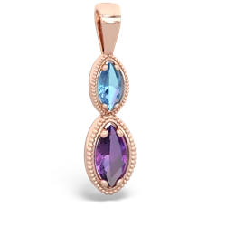 Blue Topaz Antique-Style Halo 14K Rose Gold pendant P5700