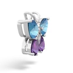 Blue Topaz Butterfly 14K White Gold pendant P2215