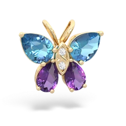 Blue Topaz Butterfly 14K Yellow Gold pendant P2215