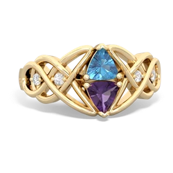 Blue Topaz Keepsake Celtic Knot 14K Yellow Gold ring R5300