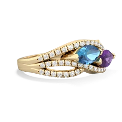 Blue Topaz Diamond Rivers 14K Yellow Gold ring R3070