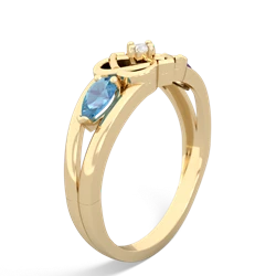 Blue Topaz Hearts Intertwined 14K Yellow Gold ring R5880