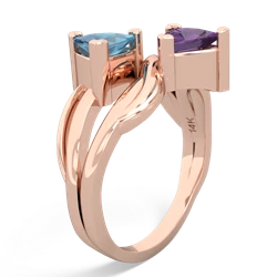 Blue Topaz Split Band Swirl 14K Rose Gold ring R2341