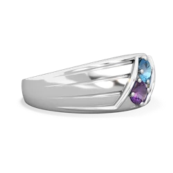 Blue Topaz Men's Streamline 14K White Gold ring R0460