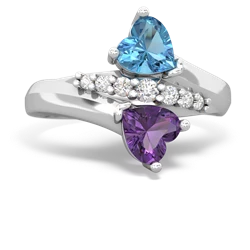 Blue Topaz Heart To Heart 14K White Gold ring R2064