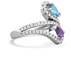 Blue Topaz Diamond Dazzler 14K White Gold ring R3000