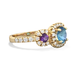 Blue Topaz Regal Halo 14K Yellow Gold ring R5350