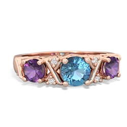 Blue Topaz Hugs And Kisses 14K Rose Gold ring R5016