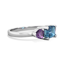 Blue Topaz Three Stone 14K White Gold ring R5235