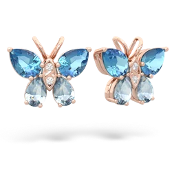 Blue Topaz Butterfly 14K Rose Gold earrings E2215