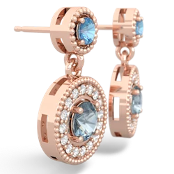 Blue Topaz Halo Dangle 14K Rose Gold earrings E5319