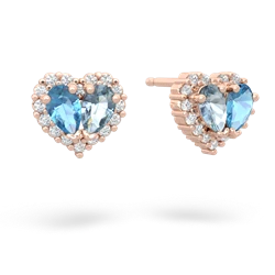 Blue Topaz Halo 14K Rose Gold earrings E7008