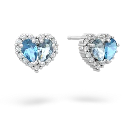 Blue Topaz Halo 14K White Gold earrings E7008