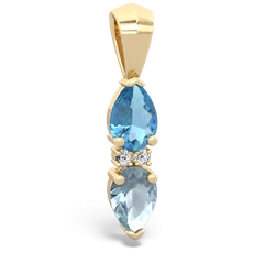 Blue Topaz Bowtie Drop 14K Yellow Gold pendant P0865