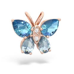 Blue Topaz Butterfly 14K Rose Gold pendant P2215