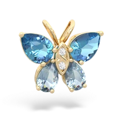 Blue Topaz Butterfly 14K Yellow Gold pendant P2215