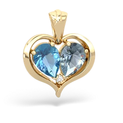 Blue Topaz Two Become One 14K Yellow Gold pendant P5330