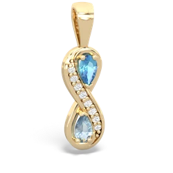 Blue Topaz Diamond Infinity 14K Yellow Gold pendant P5390