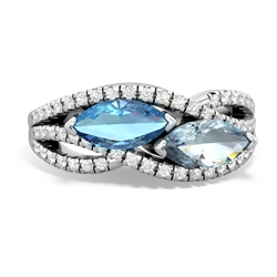 Blue Topaz Diamond Rivers 14K White Gold ring R3070