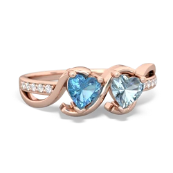 Blue Topaz Side By Side 14K Rose Gold ring R3090