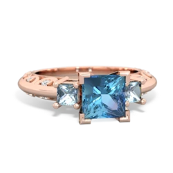 Blue Topaz Eternal Embrace Engagement 14K Rose Gold ring C2001