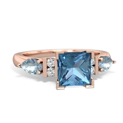 Blue Topaz 6Mm Princess Eternal Embrace Engagement 14K Rose Gold ring C2002