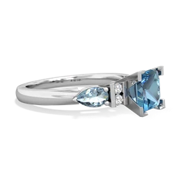 Blue Topaz 6Mm Princess Eternal Embrace Engagement 14K White Gold ring C2002