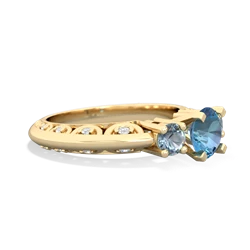 Blue Topaz Art Deco Eternal Embrace Engagement 14K Yellow Gold ring C2003