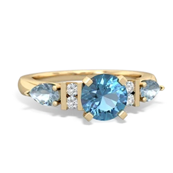 Blue Topaz 6Mm Round Eternal Embrace Engagement 14K Yellow Gold ring R2005