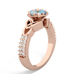 Blue Topaz Celtic Knot Cluster Engagement 14K Rose Gold ring R26443RD