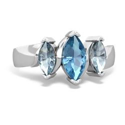 Blue Topaz Three Peeks 14K White Gold ring R2433