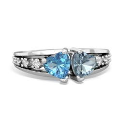 Blue Topaz Heart To Heart 14K White Gold ring R3342