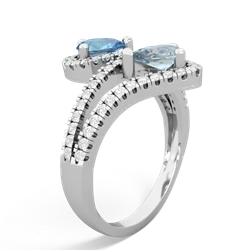 Blue Topaz Diamond Dazzler 14K White Gold ring R3000