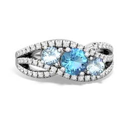 Blue Topaz Three Stone Aurora 14K White Gold ring R3080