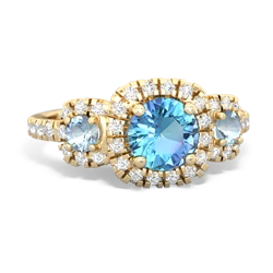 Blue Topaz Regal Halo 14K Yellow Gold ring R5350