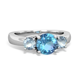 Blue Topaz Three Stone Round Trellis 14K White Gold ring R4018