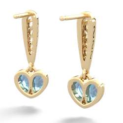 Blue Topaz Filligree Heart 14K Yellow Gold earrings E5070