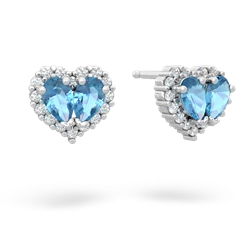 Blue Topaz Halo 14K White Gold earrings E7008