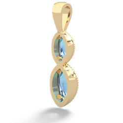 Blue Topaz Antique-Style Halo 14K Yellow Gold pendant P5700