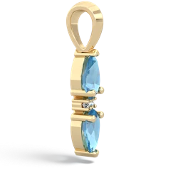 Blue Topaz Bowtie Drop 14K Yellow Gold pendant P0865