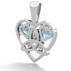 Blue Topaz Celtic Trinity Heart 14K White Gold pendant P5331