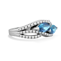 Blue Topaz Diamond Rivers 14K White Gold ring R3070