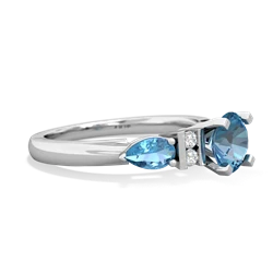 Lab Sapphire 6Mm Round Eternal Embrace Engagement 14K White Gold ring R2005